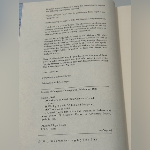 Anansi Boys Neil Gaiman 1st Edition 1st Printing Hardcover 2005 Morrow - Picture 4 of 5